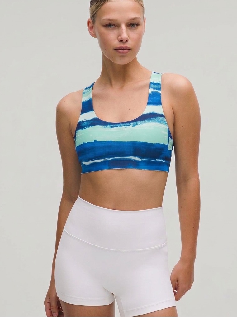 Lululemon All Sport Bra Adjustable Brush Strokes Harbor Blue Menthol Naval 6